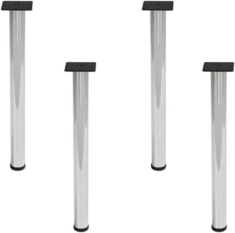 Hafele 34 1/2" Metal Table Legs Set of 4 – Heavy Duty 220 lb Capacity Per Leg – Silver Aluminum Finish – Modern Furniture Legs for Dining Table, Desk & Workbench