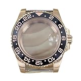 AHYYLKLPER 40 MM Orologio in oro rosa 316L cassa in acciaio lunetta in ceramica per NH35 NH36/34 4R36 8215 2824 movts cassa dell'orologio zaffiro (lunetta monocromatica 2, NH35 36 34 38 4R36)