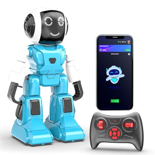 Image of Mirana Moonwalker | Smart Interactive Chat-GPT AI Robot Toy for Kids | USB Rechargeable Type-C | AR Games & in-Built Bluetooth Speaker | Remote & App Controlled | for Boys & Girls 2+ Years (Sky Blue)