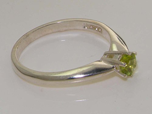 925 Sterling Silver Real Genuine Peridot Womens Solitaire Promise Ring - Size 9 #TOP5