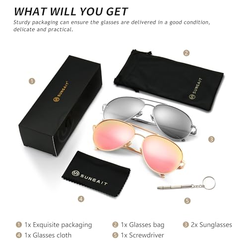 Image of SUNGAIT Women's Lightweight Oversized Aviator Sunglasses