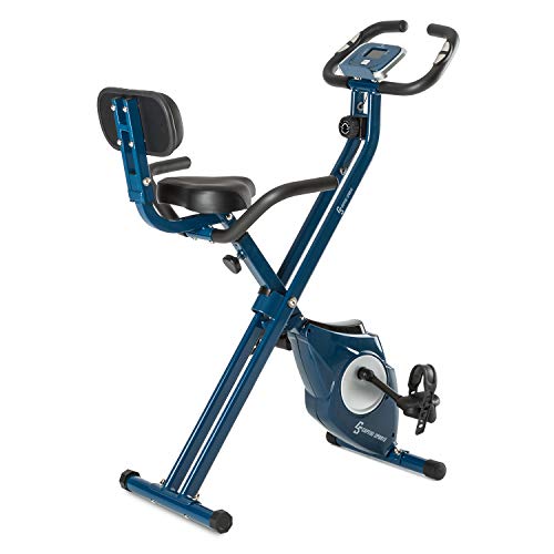 Klarfit Azura [CF/Pro] X-Bike - Ergomètre, Home-Trainer, Fitness-Bike, Cardio-Bike, Ordinateur d'entraînement, Pulsomètre, 8 Niveaux de résistance, Force d'inertie de 3 kg, Max. 100 kg, Bleu