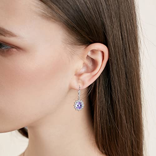 Yfn Sterling Silver Purple June Birthstone Drop Dangle Women Leverback Earrings Gifts For Women Mom #TOP1