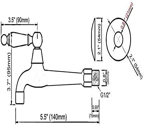 バスルームシンクタップレトロアンティーク真鍮ワンハンドルキッチン蛇口、壁取り付けランドリーバスルームモップウォータータップ、ガーデン