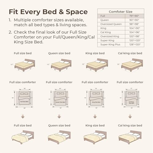 Image of Litanika Beige Full Comforter Set, 3 Pieces Cream Tufted Boho Farmhouse Bedding Comforter Sets, Lightweight Fluffy Comforter Bed Set for All Season (79x90In Comforter and 2 Pillowcases)