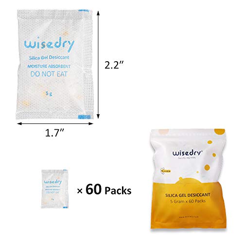 5 Gram [60 Packs] Food Grade Silica Gel Packs Rechargeable Desiccant Dehumidifiers Pouches With Color Indicating Beads Reusable Moisture Absorbers For Food Storage #TOP4