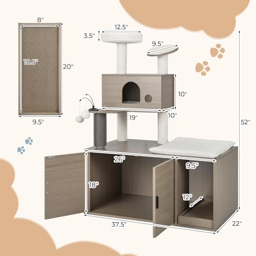 PETSITE Árbol para Gatos con Caja de Arena y Rascador 52 in miniatura 3