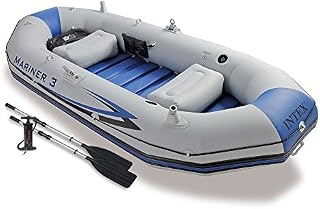 Intex Mariner 3, 3-Person Inflatable Boat Set with Aluminum Oars and High Output