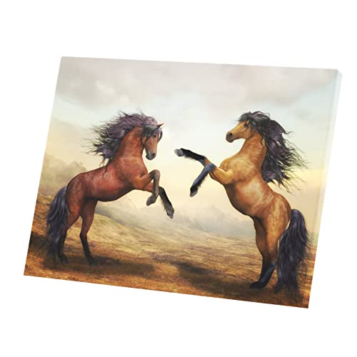 Toile imprimée combat de chevaux peinture décoration murale