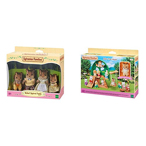 SYLVANIAN FAMILIES - 4172 Famille Ecureuil Roux - Gris & La cabane Luke bébé écureuil Roux Mini-Univers, 5318, Multicolore Cover