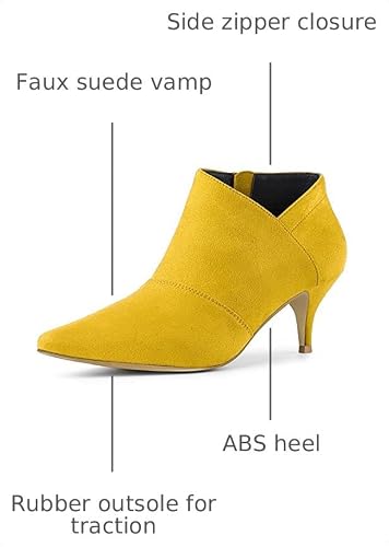 Allegra K Allegra K Women Faux Suede Pointed Toe Kitten Heel Cutout Ankle Boots