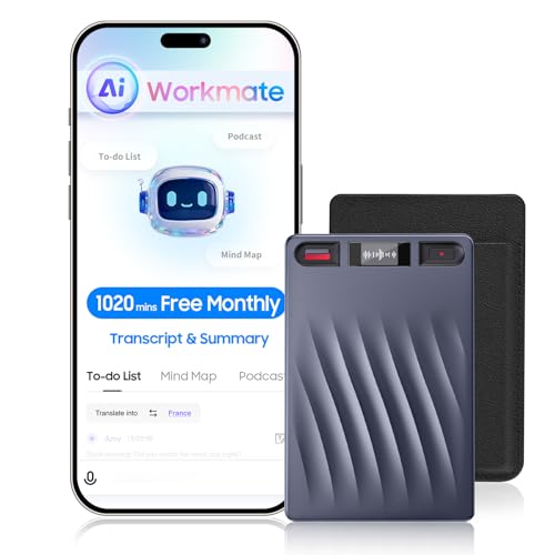 RECPOINT AI Voice Recorder, AI Note Taker w/APP Control and Transcription & Summarize, 150 Languages, Noise Cancellation, 64GB Memory, Pocket Note Pro Taking Device for Meeting, Interviews & Calls