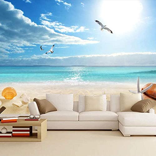 Style Européen 3D Ciel Bleu Et Nuages ​​Blancs Photo Peintures Murales Papier Peint Salon Hôtel Luxe Fond Peinture Murale Décor Peler Et Coller Affiches Murales Auto 140 (largeur) x 70 (hauteur) cm