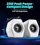 Edifier G2000 RGB Gaming Speakers, 32W Peak Power, Compact Design for PC/PS4/Desktop, Bluetooth 5.1, 3.5mm AUX, Game/Movie/Music Modes, 12 RGB Lighting Effects - White