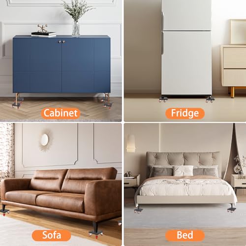 Möbelrollen-Set, 4 Stück, 400 kg Tragkraft, 360° drehbar, für schwere Möbel (9 Stück)