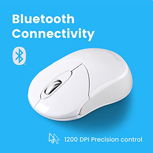 Image of Perixx PERIMICE-802W Wireless Bluetooth Mouse - Portable Design for Windows, iOS, and Android Tablet - White