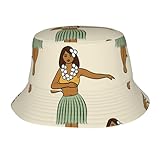 ZEYARUIBO Pretty Hawaiian Hula Girl Adult Sunshade Fisherman Hat Fashion Print Bucket Hat Outdoor Beach Caps