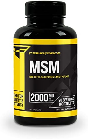 Primaforce MSM Tablets 2000mg Serving, 180 Tablets, 90 Servings