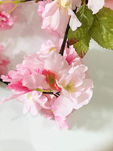 Artfen Artificial Cherry Blossom Vine Hanging Plants Faux Sakura Garland Fake Oriental Cherry Wreath Artificial Flower 5.8 Ft Light Pink #TOP2