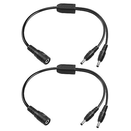 YACSEJAO DC Y Splitter Cable 2PCS 12V DC 3.5mm x 1.35mm 1 Female to 2 Male Adapter Cord for CCTV Security Camera DVR, HDVD