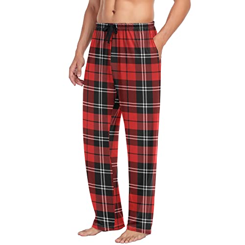 Black Red and White Christmas Buffalo Plaid Mens Pajama Pants Pajama Bottoms Soft Men's Lounge Sleep Pants With Pockets XXL3