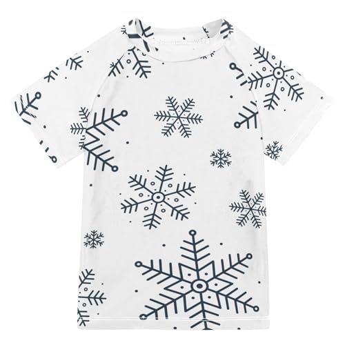 Aflyko Christmas Boys' Swim Shirt Black Snowflake Cute Rash Guard Beachwear Sun Protection Fishing Hiking Camping Surfing Swimming Toddler Infant Summer Daily T-Shirt, 4T