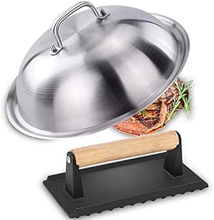 Flat Top Griddle Accessories Kit, 12 Inch Round Basting Cover with 7 Inch Burger Press, BBQ Accessories for Grill Cooking Indoor or Outdoor, for Blackstone and Camp Chef Griddle