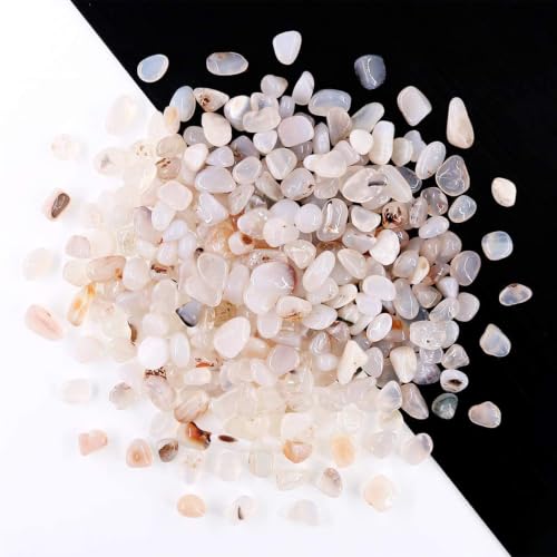 Image of WAYBER Natural Tumbled Agate Quartz Decorative Pebbles, 1 Lb Off-White | Lustrous Polished Finish, Rich Long-Lasting Hues, Toxin-Free Material, Perfect for DIY Crafts & Home Decor