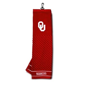 Team Golf NCAA Oklahoma Sooners Embroidered Golf Towel Embroidered Golf Towel, Checkered Scrubber Design, Embroidered Logo