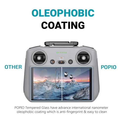Image of POPIO Tempered Glass Screen Protector for DJI RC & RC 2 Remote Controller (5.5-Inch Display) | Compatible with Mini 3, Mini 3 Pro, Mini 4 Pro, Mini 5 Pro, Air 2S, Air 3, Mavic 3 Series, Neo, Flip | Pack of 2 Glass