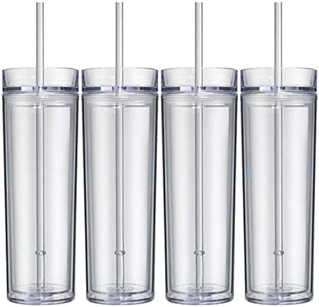 Skinny Acrylic Tumbler Double Wall 16 Oz - Clear