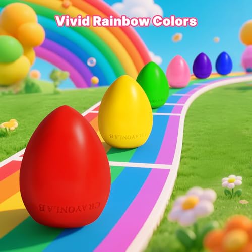 RuiHawk 8 Colors Egg Crayons for Toddlers 1-3, Jumbo Easy-Grip Crayons - image 8