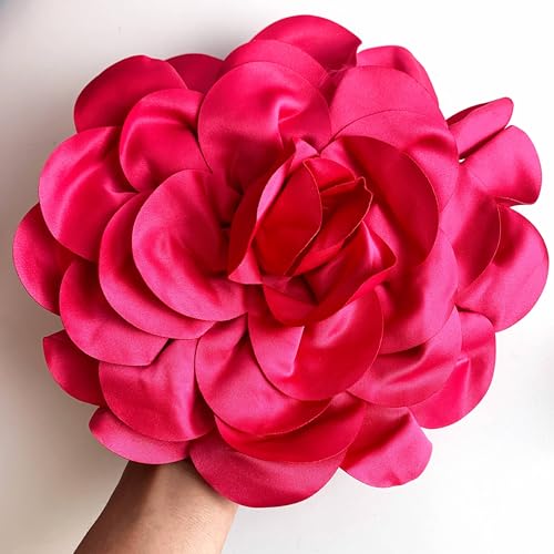 Image of Heyiwell Large Satin Fabric flower for Brooch Pin Wedding Party Dance Dress Suit Clothes Head Hair Accessories DIY Decor 9.45 inchInch