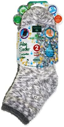 Earth Therapeutics Aloe Vera Socks – Infused with natural aloe vera & Vitamin E – Helps Dry Feet, Cracked Heels, Calluses, Rough Skin, Dead Skin Grey/Charcoal