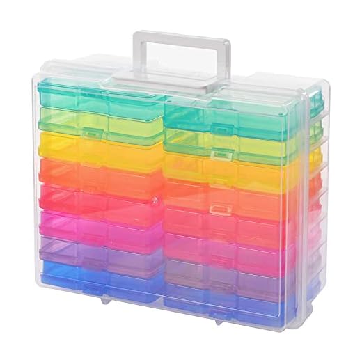 Zuvo Caja de almacenamiento de fotos de plástico, 16 estuches con separadores extraíbles para organizar fotografías, sellos, papelería, joyas, semillas, juguetes, artes y manualidades
