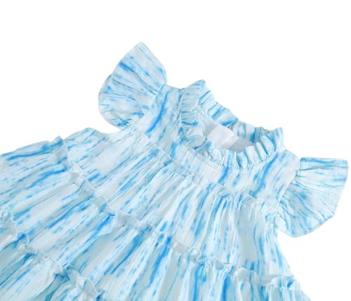 Toddler Summer Princess Party Dress Little Girls Ruffle Sleeve Tiered Sundress Kids Flowy Swing Midi Dresses4