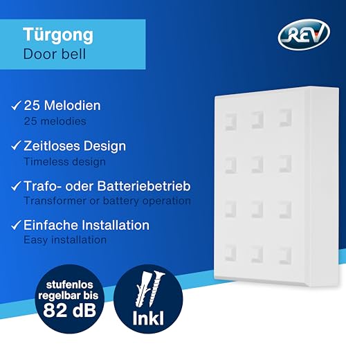 REV Türklingel - Türgong elektr. Gong, 25 Melodien, 8-12VAC/0,1A, bis 82dB, 12 V, weiß