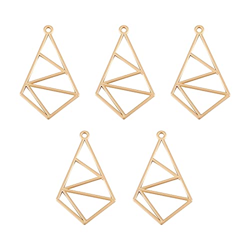Pandahall 5pcs Open Back Bezel Charms Epoxy Resin Pressed Flower Blank Matte Gold Quadrangle Frame Hollow Pendants for UV Resin Jewelry Making Choker Earrings Necklace Bracelet DIY Crafts