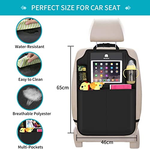 Meinkind Car Backseat Organizer, 2-Pcs Car Seat Protector Back Seat Organizer Kick Mats With Clear Screen Tablet Holder, Water-Proof Car Seat Organizer, Travel Organizer For Kids And Toddler, Black #TOP1