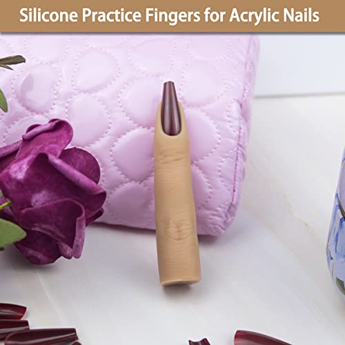 Silicone Practice Fingers For Acrylic Nails, Bendable Nail Training Finger Soft Silicone Fake Finger To Practice Fake Nails, Flexible Nail Practice Fingers Hand For Diy Nails #TOP6