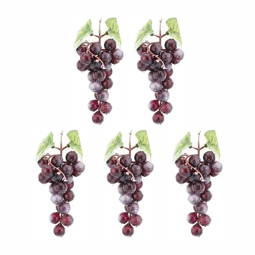 Caiyjhao5PCS Purple Rubber Grape Cluster Simulation Grapes are Suitable for Any Decorative Basket Dining Table Cabinet Home Decoration Photography Teaching Enlightenment Props (24 Capsules