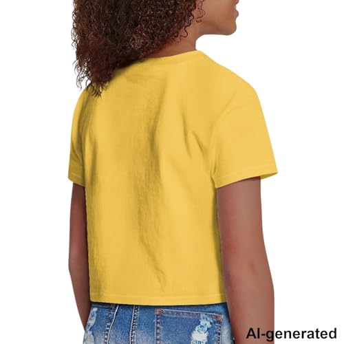 Image of Cute Crop Tops for Girls Short Sleeve Summer T Shirts Fashion Graphic Tees Crew Neck Pullover Tee 5-14 Years
