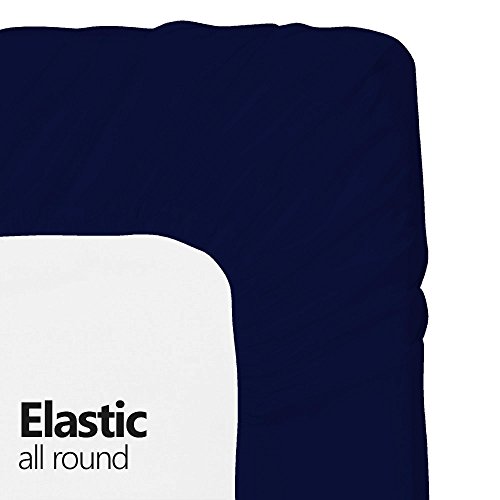 100% Cotton Knit Jersey Twin Xl Fitted Sheet With Two Bonus Pillow Cases - Navy Blue - Twin Extra Long, 15" Deep Pocket, 39" X 80" Great For Dorm, Hospital And Split King Beds (Navy Blue, Twin Xl) #TOP1