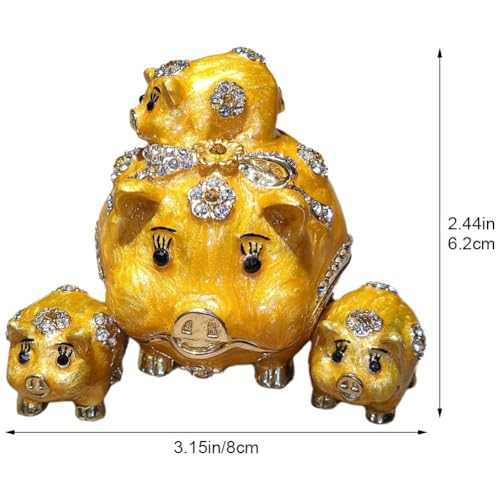 Boîte à bijoux cochon mignon Hrippy en émail à charnière