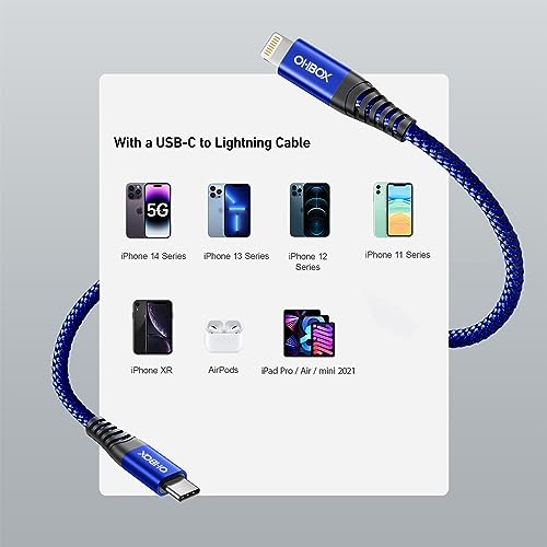 Image of iPhone Fast Charger Cord [MFi Certified] USBC Lightning Cable 6 FT, 2 Pack | Durable Heavy Duty iPhone Charging Cable for iPhone 14 13 12 11 X XS XR SE 8 7 6 5, iPad Pro, Air, mini, iPod, AirPods - Blue