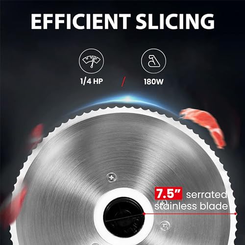 Image of Valley Sportsman Meat Slicer Machine for Home | Electric Meat Slicer with 7.5 inch Stainless Steel Blade, Adjustable Thickness, Deli Slicer Cuts Bread, Cheese, Easy to Clean