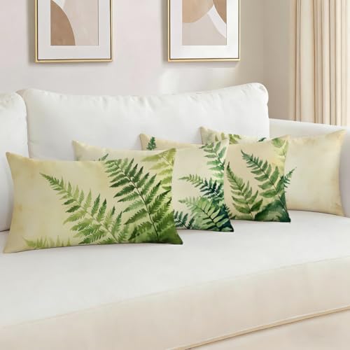Coussin extérieur imperméable 50x80 : lot de 4 taies moutarde