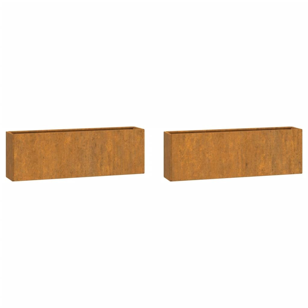 vidaXL Jardinières Murales 2 pcs, Lits Surélevé, Bacs à Fleurs, Pots de Plantes, Boîtes à Fleurs Jardin Patio Terrasse, Rouillé Acier Corten 53x10x17 cm