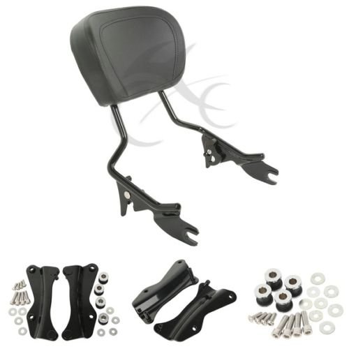 Xfmt Motorcycle Detachable Sissy Bar Upright Passenger Backrest Pad W/ 4 Points Docking Kits For Harley Touring Road King Street Glide Road Glide Electra Glide 2014-Later, Gloss Black #TOP4