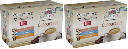 Grove Square Cappuccino Pods,Variety,Serve,72 Count (Pack of